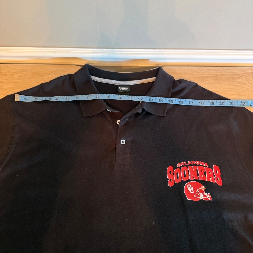 Hanes X-Temp Mens Oklahoma Sooners Polo Shirt Black 3XL Short Sleeve Football OU - Picture 6 of 8